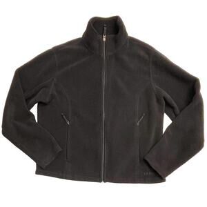 LL Bean Women's Full-Zip Black Polartec Fleece Size Large